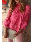 Bluza de dama din sifon cu dantela amarant 9131 - Magazin online - Boutique